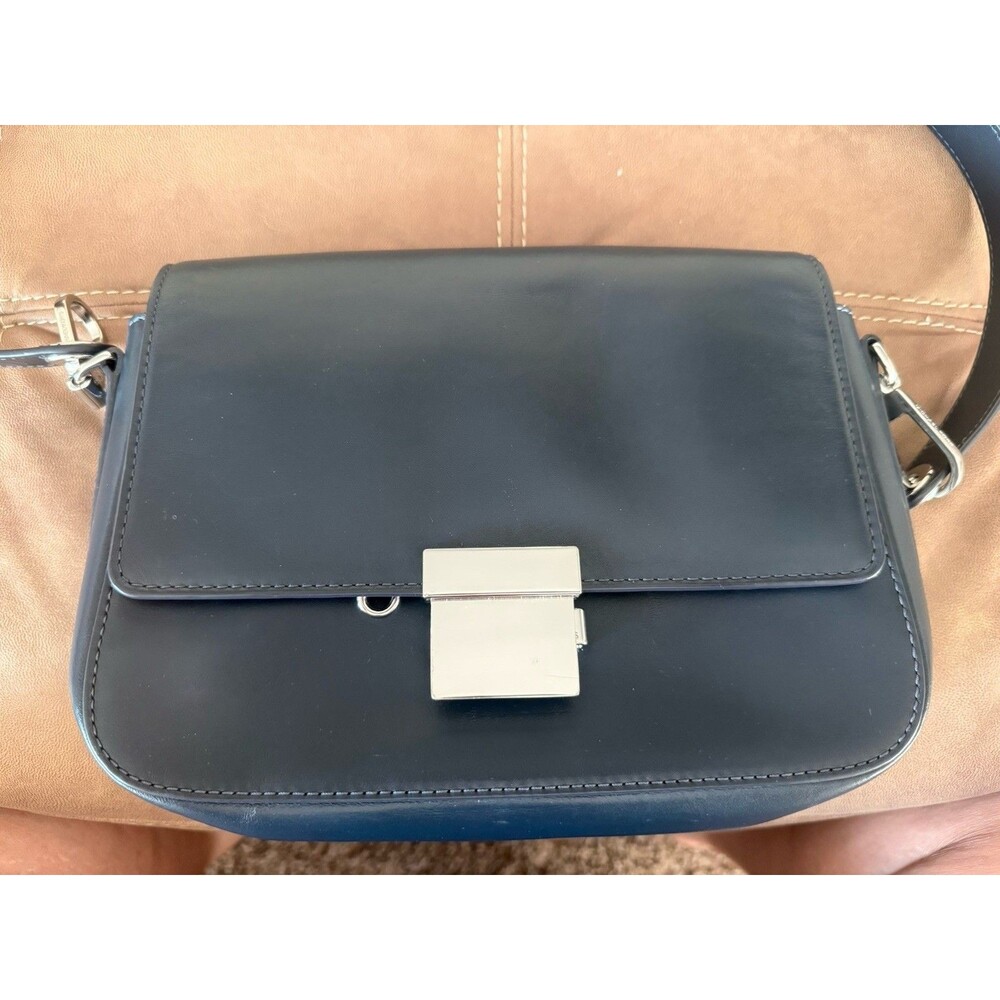 Michael Kors Madelyn Navy Large Shoulder Bag with Logo Silver Hardware